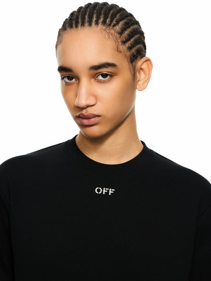 Off-White Off Stamp Ribbed Cropped Tshirt Black