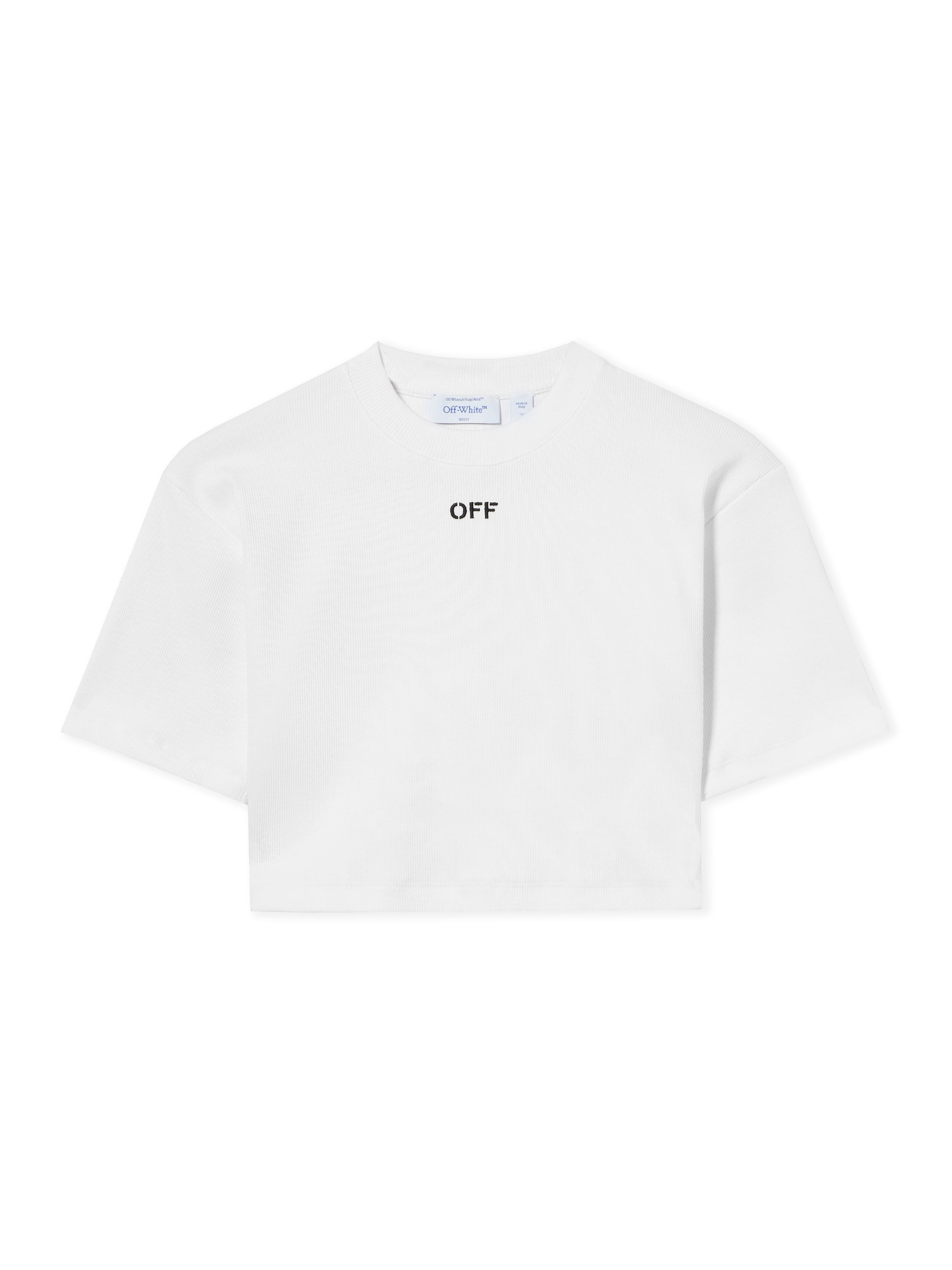 Off-White Off Stamp Ribbed Cropped Tshirt Black