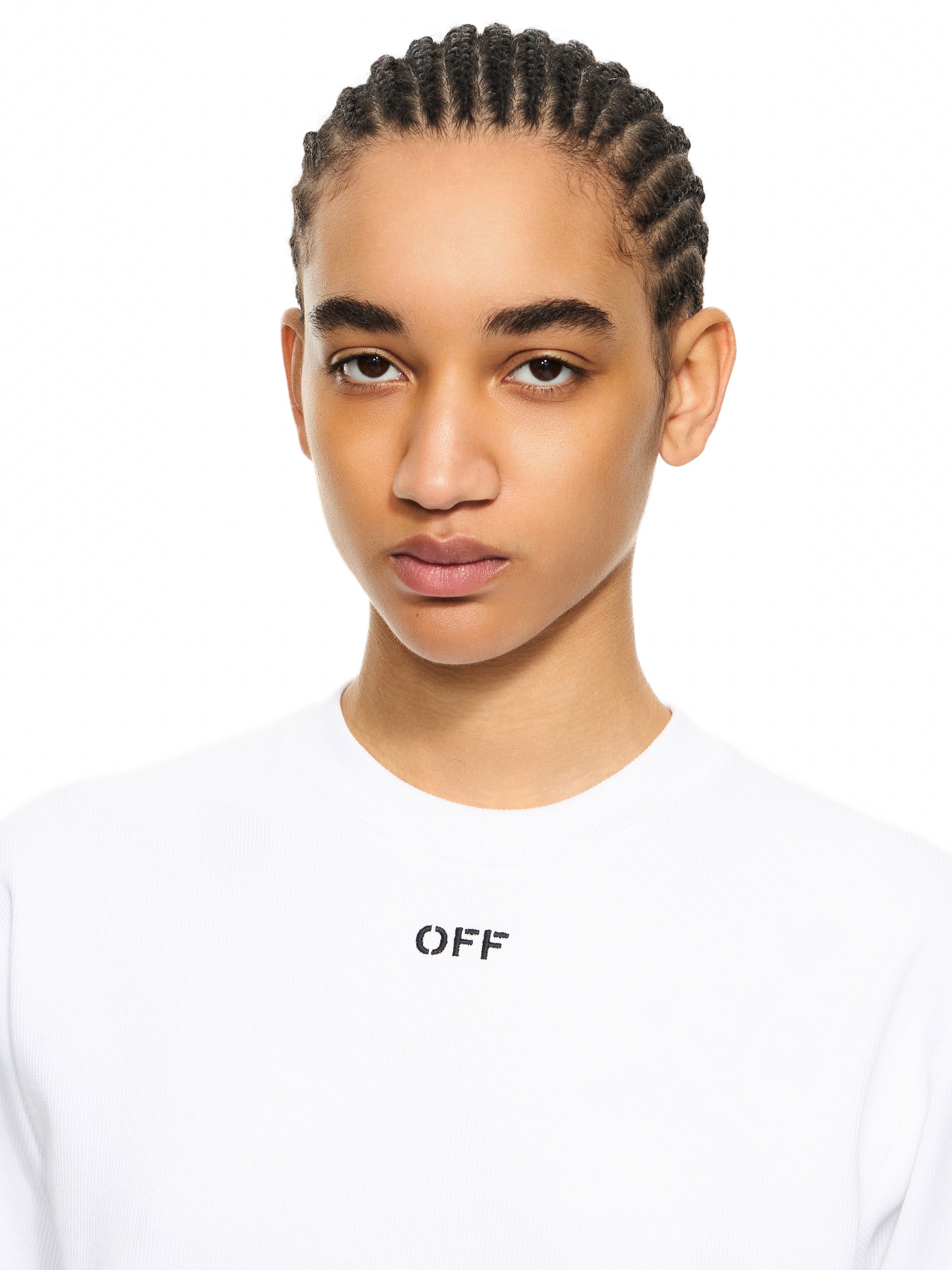 Off-White Off Stamp Ribbed Cropped Tshirt Black