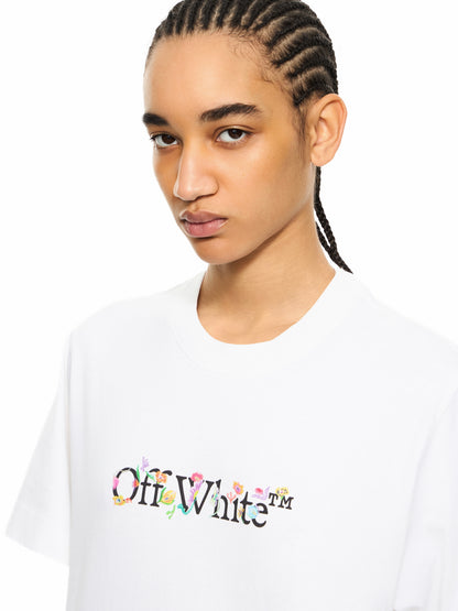 Off-White Bookish Glowing Flower Crop Tshirt