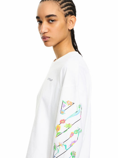 Off-White Diagonal Glowing Flower Longsleeved Tshirt
