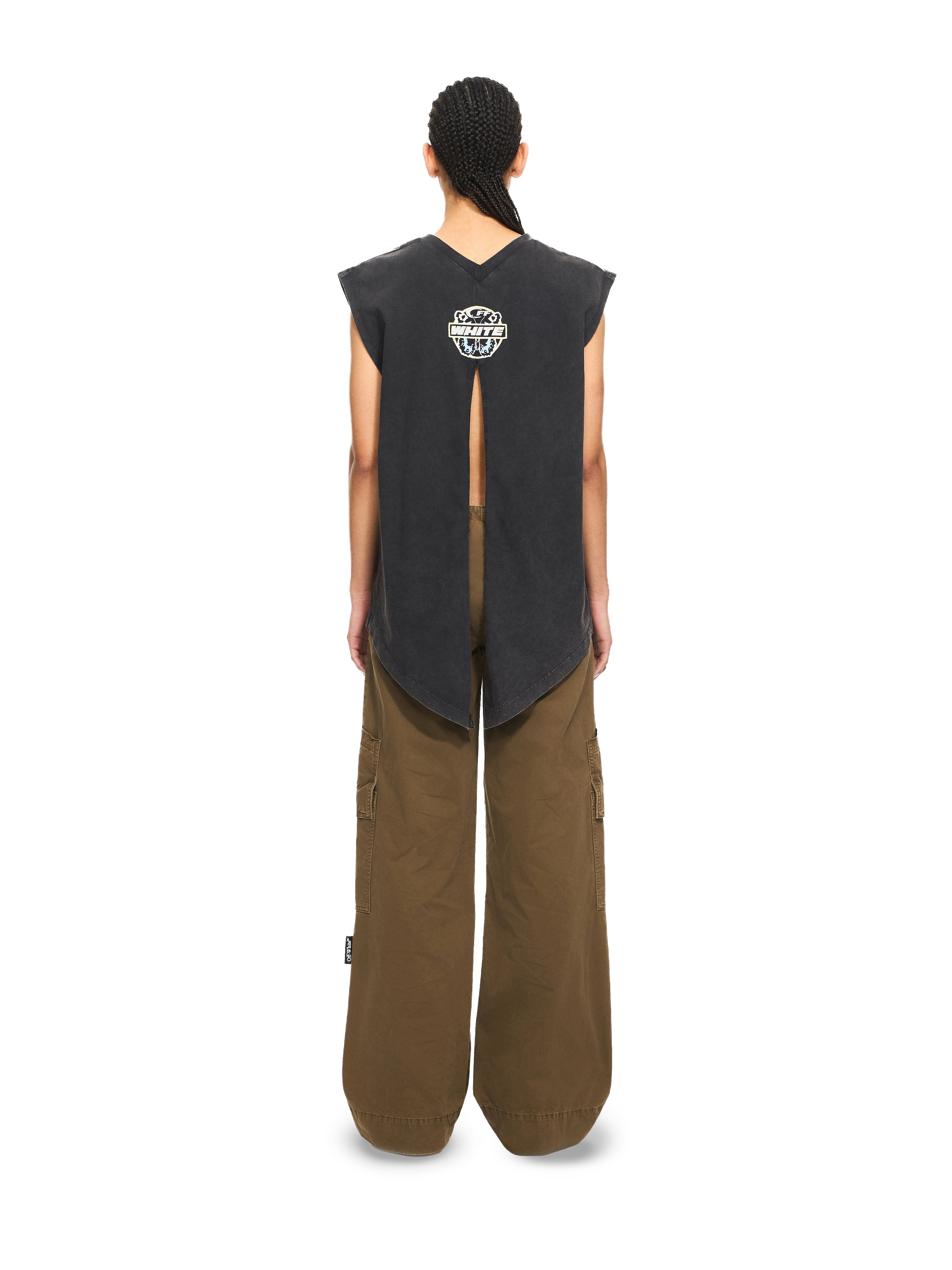 Off-White Butterfly Patch Open Back Tank Top Black