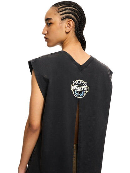 Off-White Butterfly Patch Open Back Tank Top Black