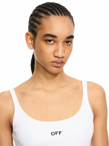 Off-White Off Stamp Ribbed Tank Top Black