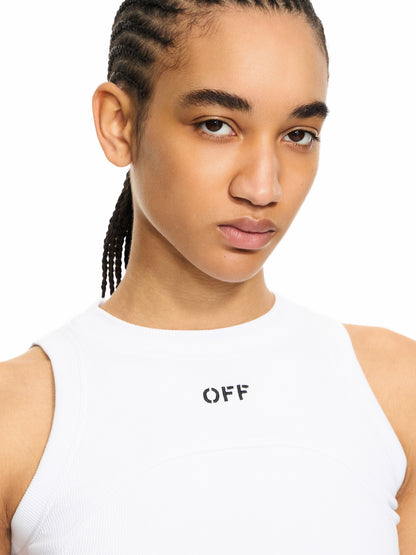 Off-White Off Stamp Ribbed Round Tank Top