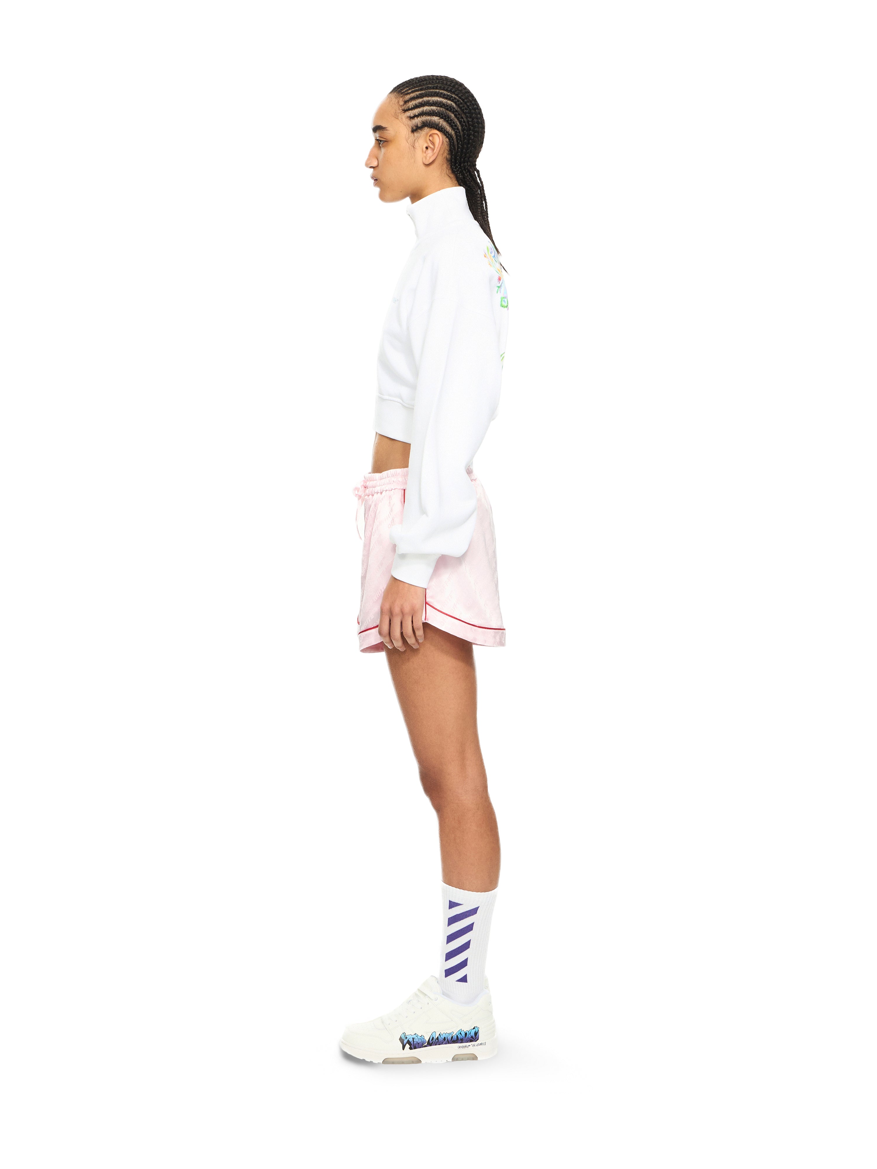 Off-White Jacquard Satin Pajama Shorts None