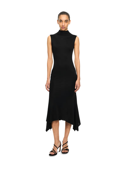 Off-White Fluid Sleeveless Midi Dress Black