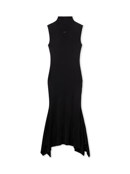 Off-White Fluid Sleeveless Midi Dress Black