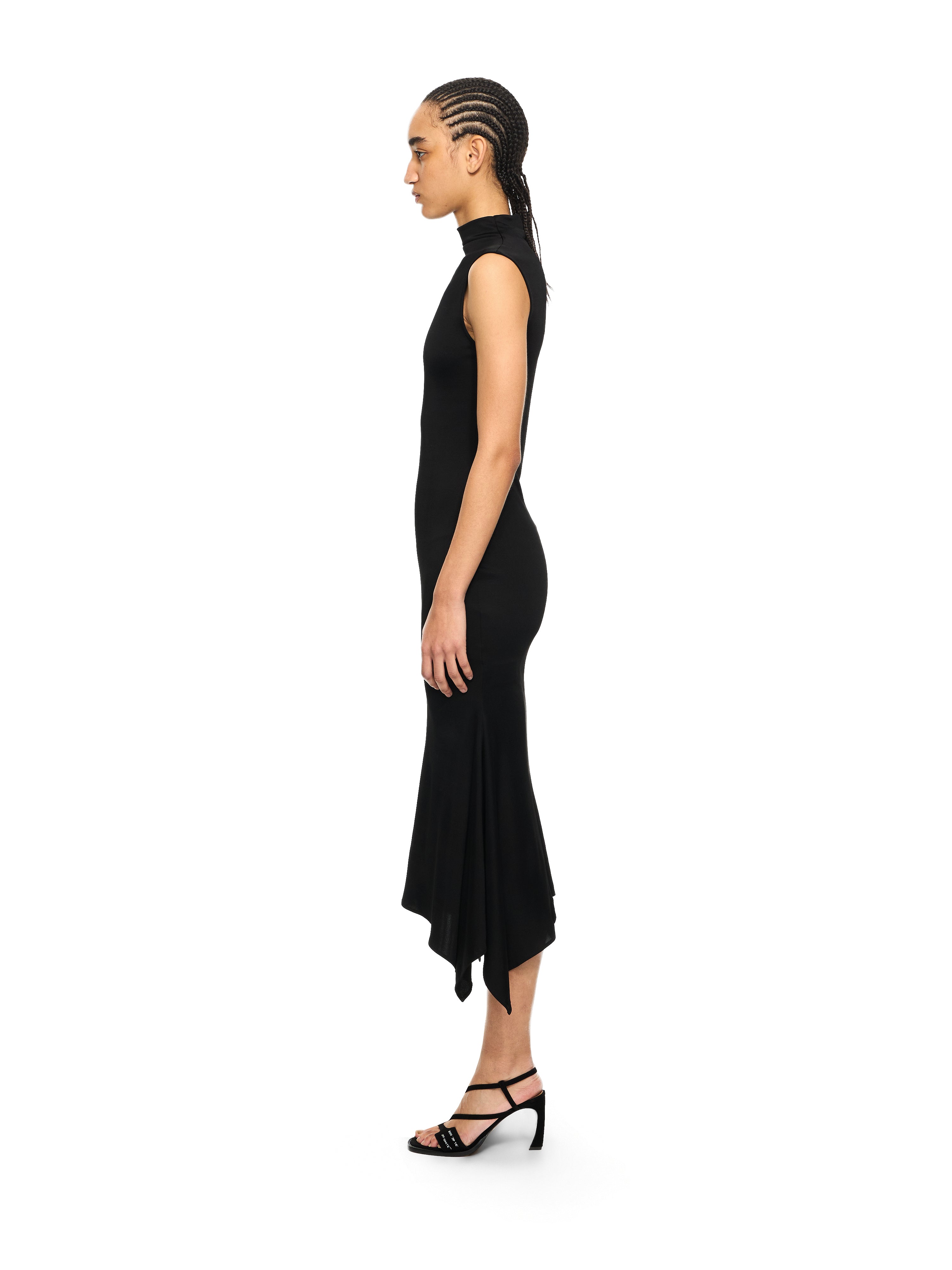 Off-White Fluid Sleeveless Midi Dress Black