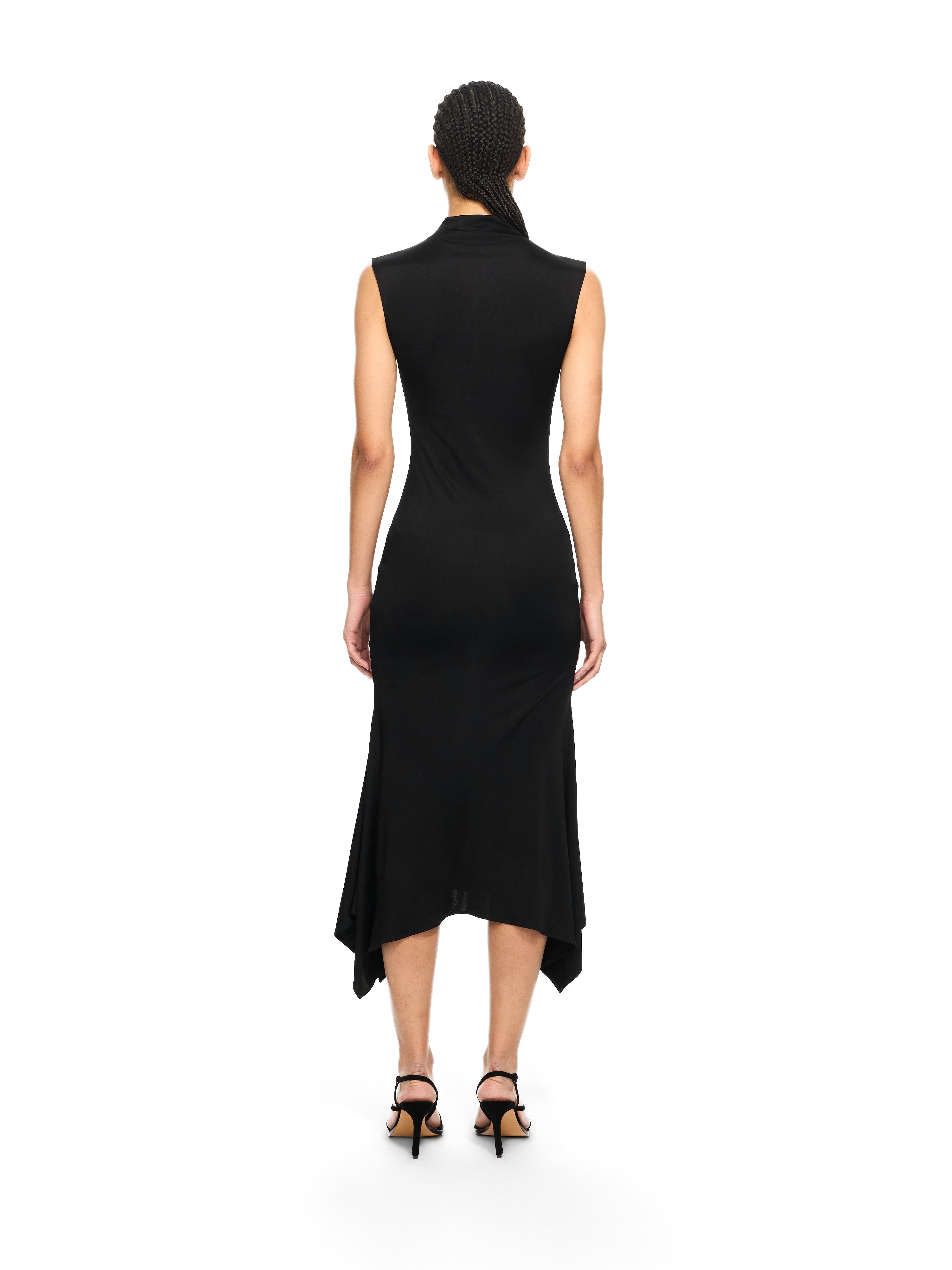 Off-White Fluid Sleeveless Midi Dress Black