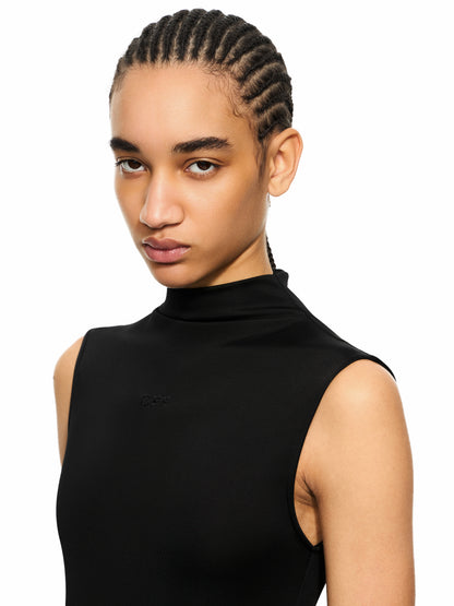 Off-White Fluid Sleeveless Midi Dress Black