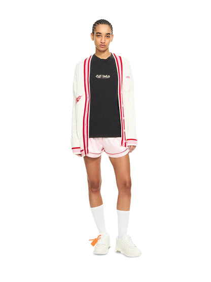 Off-White College Patch Cable Knit Cardigan