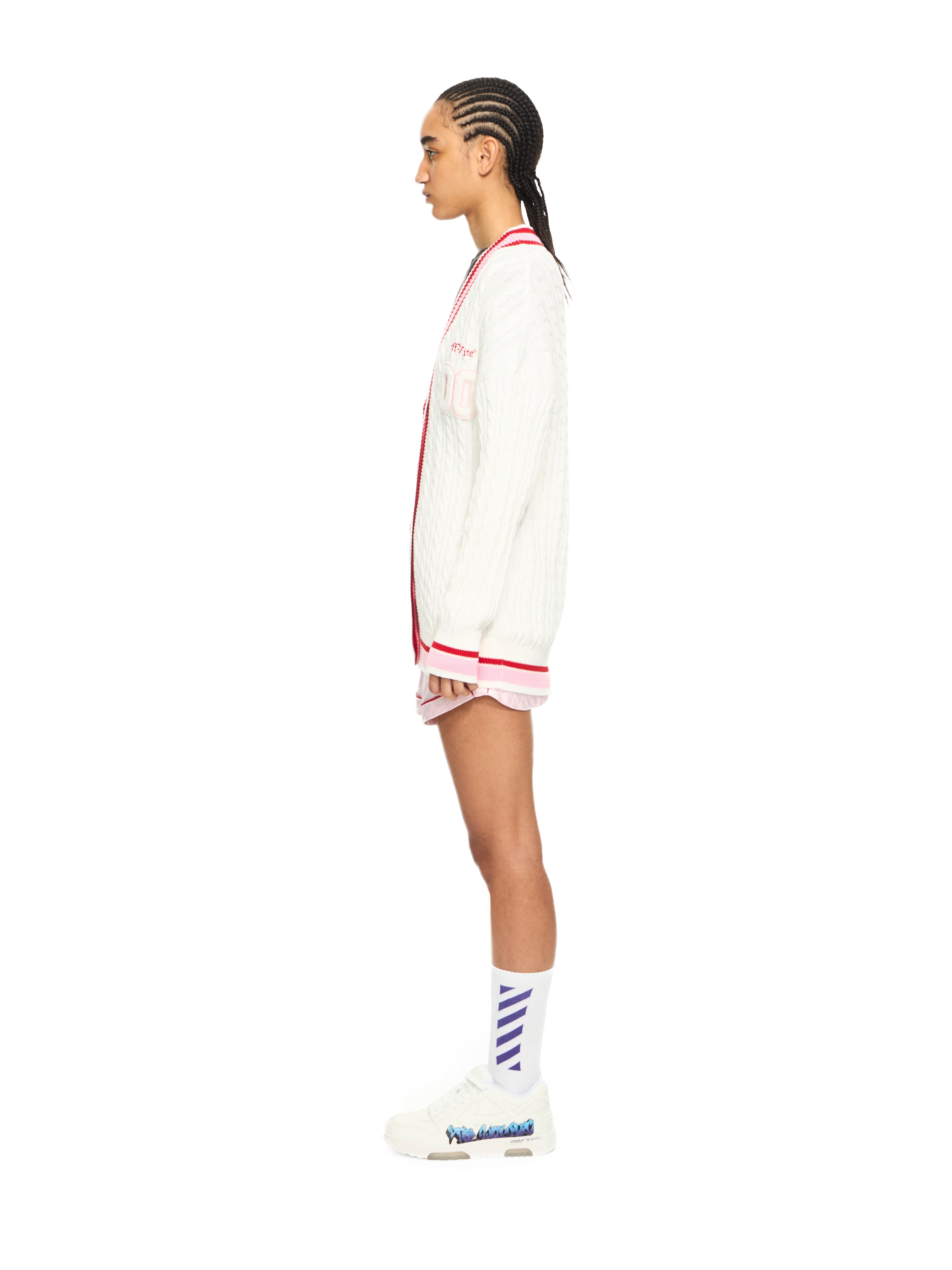 Off-White College Patch Cable Knit Cardigan