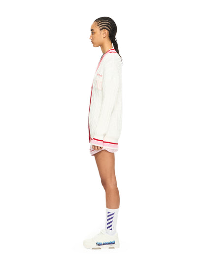 Off-White College Patch Cable Knit Cardigan