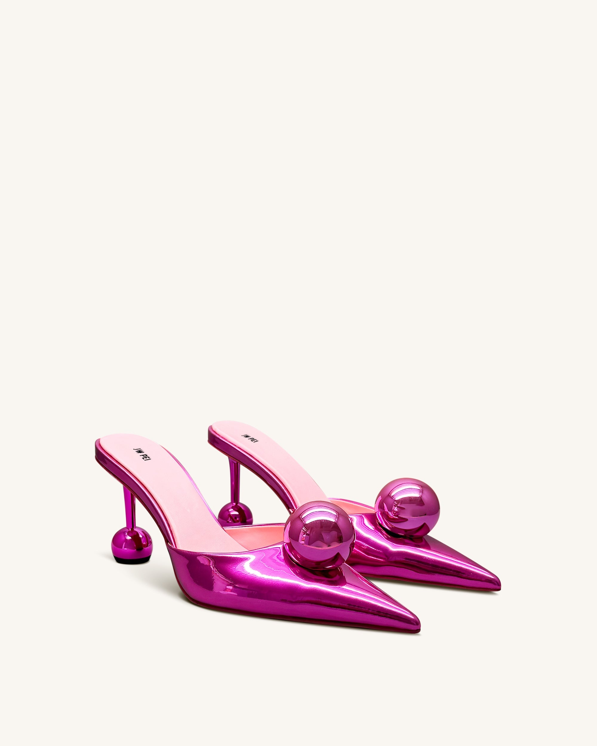 Jw Pei Sofia Sphere Heel Mules Rose Red