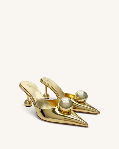 Jw Pei Sofia Sphere Heel Mules Gold