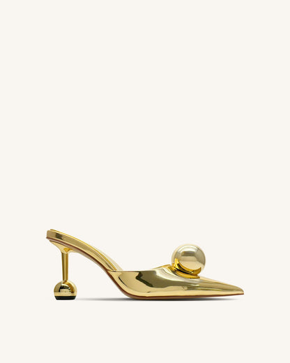 Jw Pei Sofia Sphere Heel Mules Gold
