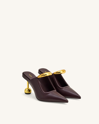 Jw Pei Sofia Metal Accent Sphere Heel Mules Deep Burgundy