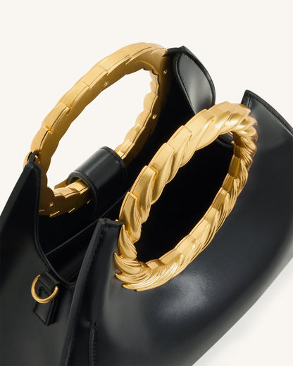 Jw Pei Amiya Leaf Handle Sculpture Bag Black