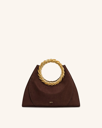 Jw Pei Amiya Leaf Handle Faux Suede Sculpture Bag Mocha Brown