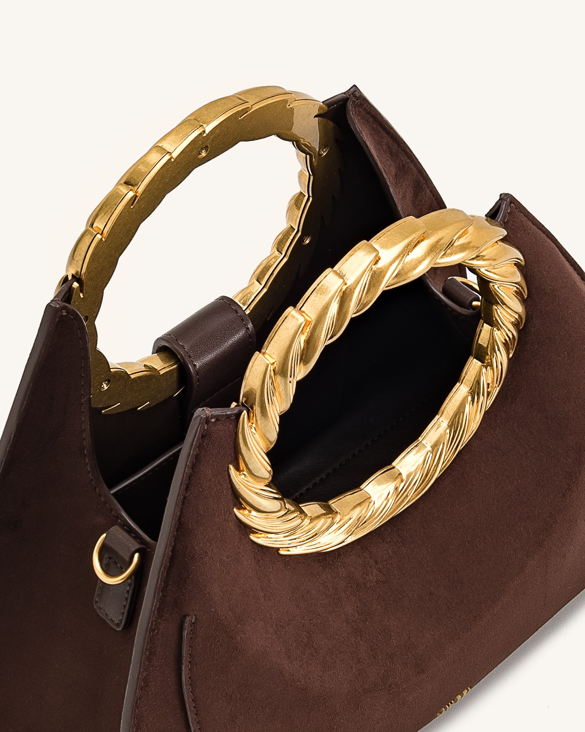 Jw Pei Amiya Leaf Handle Faux Suede Sculpture Bag Mocha Brown