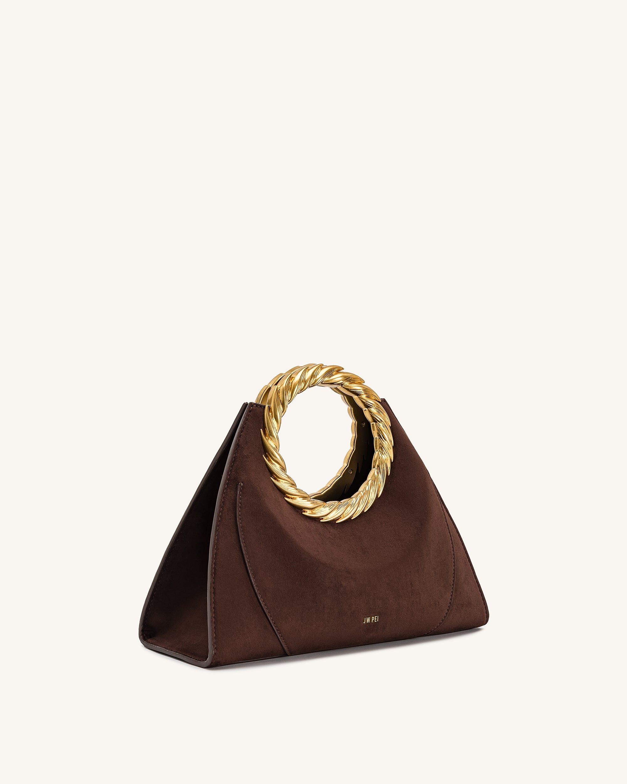 Jw Pei Amiya Leaf Handle Faux Suede Sculpture Bag Mocha Brown