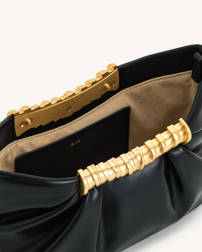 Jw Pei Leia Pleated Clutch Black