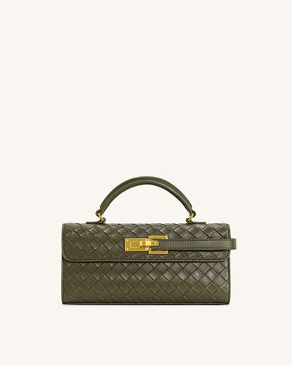 Jw Pei Keyla Weave Texture Top Handle Bag Olive Green