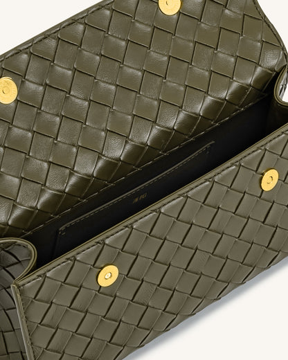 Jw Pei Keyla Weave Texture Top Handle Bag Olive Green