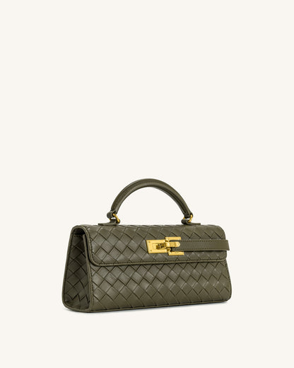 Jw Pei Keyla Weave Texture Top Handle Bag Olive Green