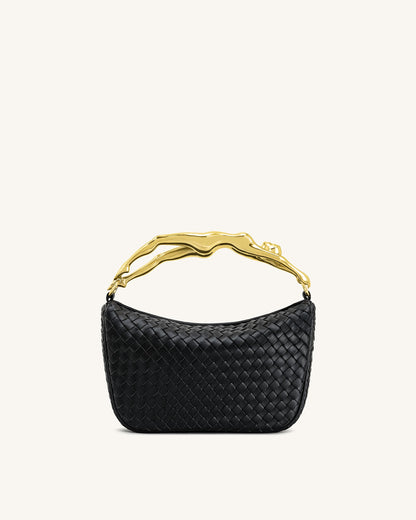 Jw Pei Jenny Woven Human Shaped Handle Handbag Black