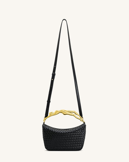 Jw Pei Jenny Woven Human Shaped Handle Handbag Black