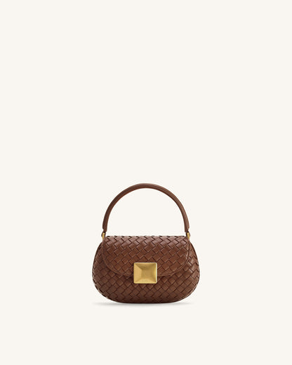 Jw Pei Zuri Hand Woven Round Top Handle Bag Brown