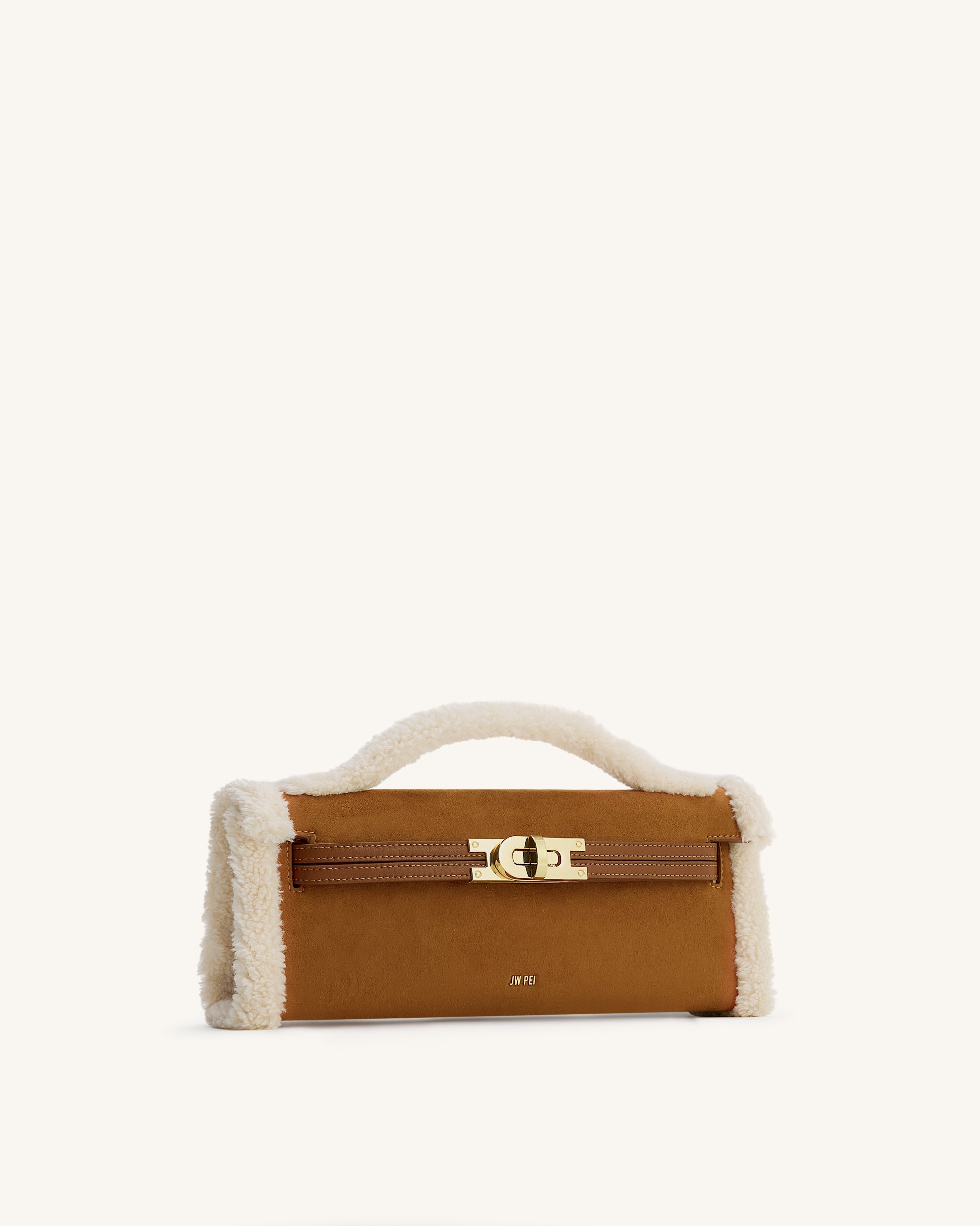 Jw Pei Bria Faux Suede Structured Top Handle Bag Yellow Brown