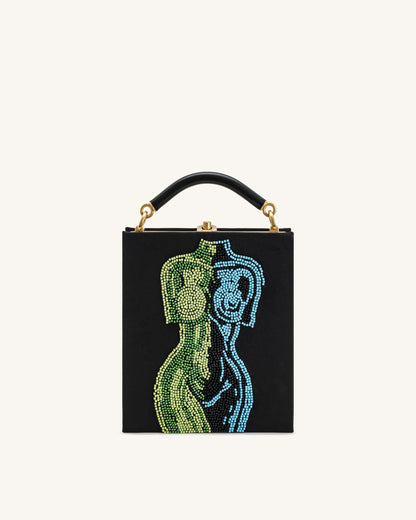 Jw Pei Elle Colorful Beaded Book Top Handle Bag Black