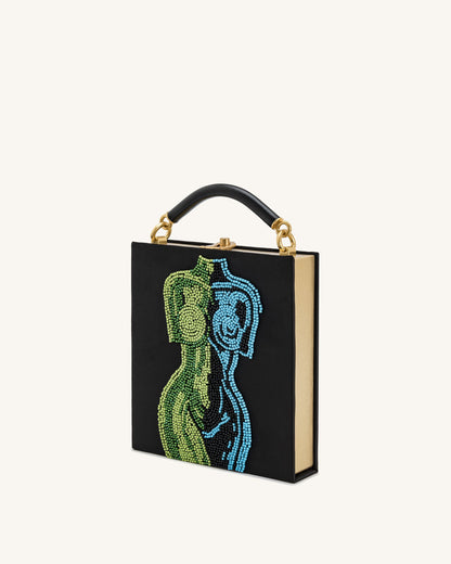 Jw Pei Elle Colorful Beaded Book Top Handle Bag Black