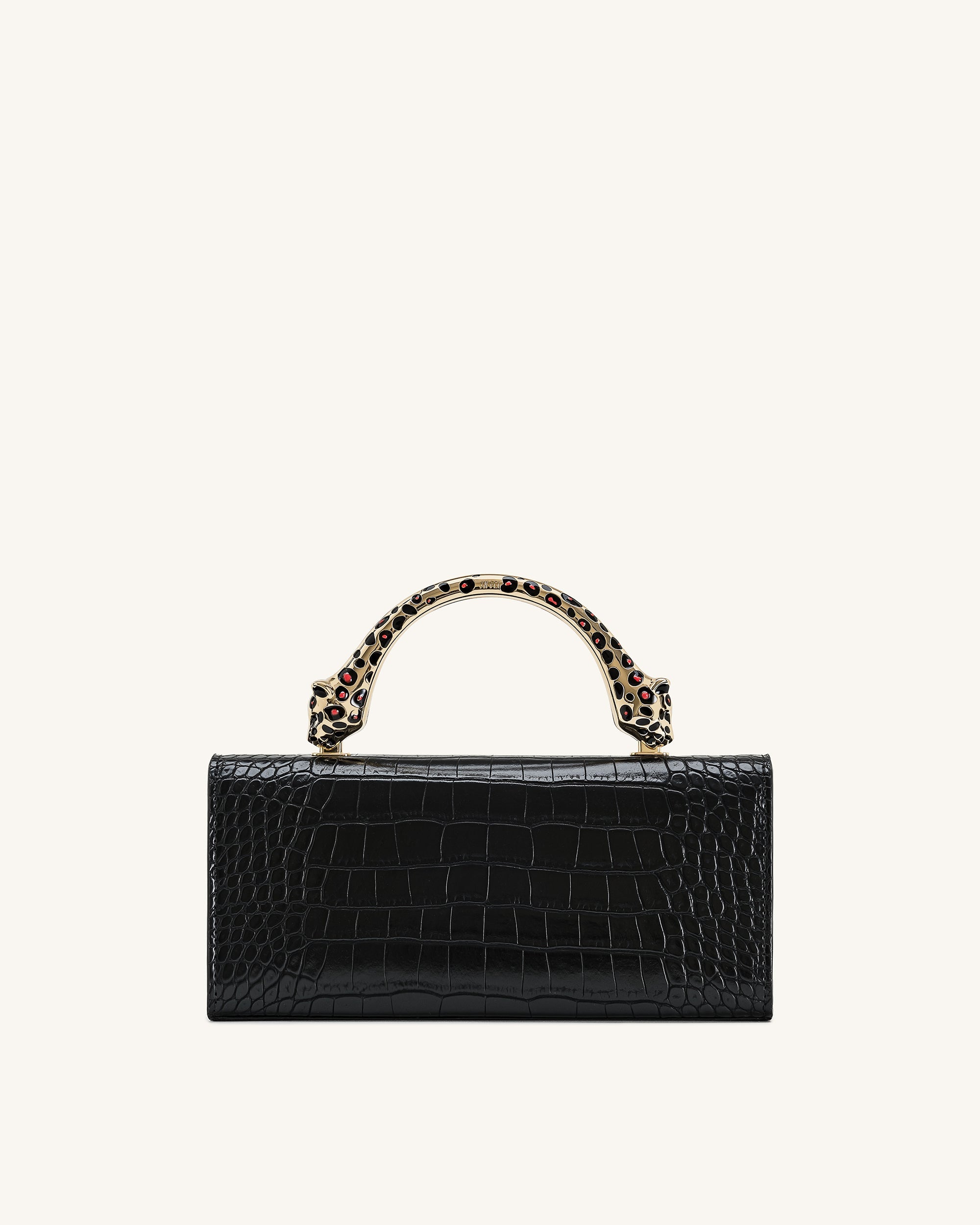 Jw Pei Maya Leopard Shaped Hardware Handle Top Handle Bag Black Croc