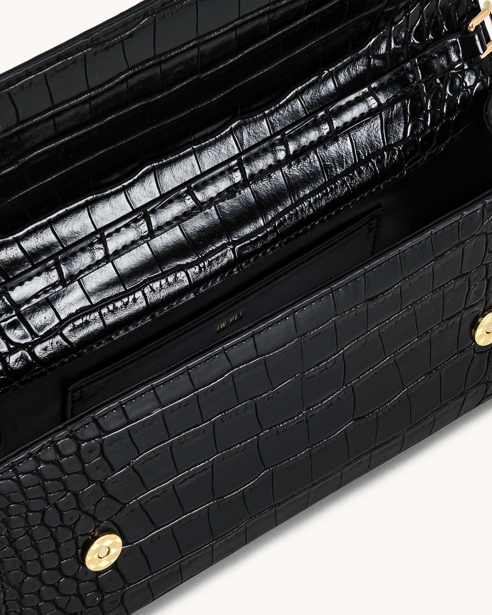 Jw Pei Maya Leopard Shaped Hardware Handle Top Handle Bag Black Croc