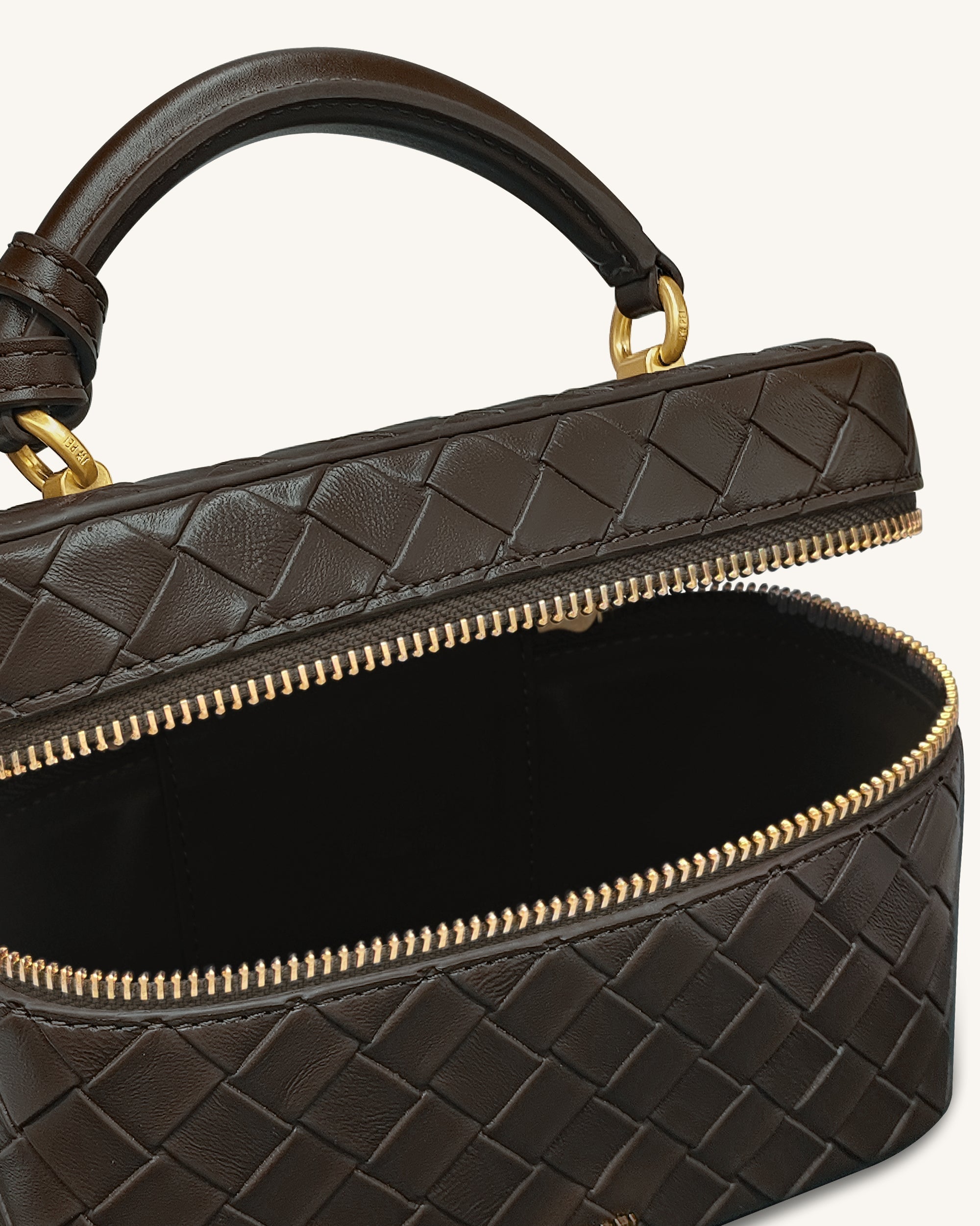 Jw Pei Cleo Woven Texture Box Shape Top Handle Bag Dark Brown