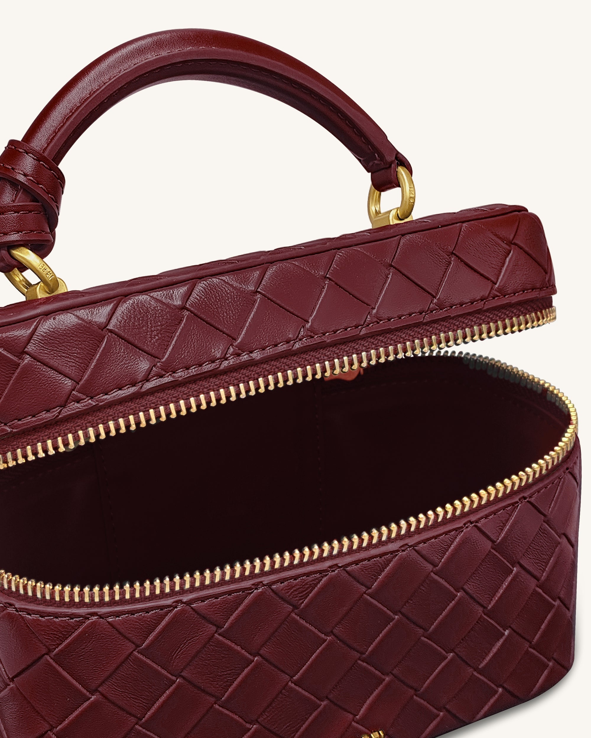 Jw Pei Cleo Woven Texture Box Shape Top Handle Bag Claret
