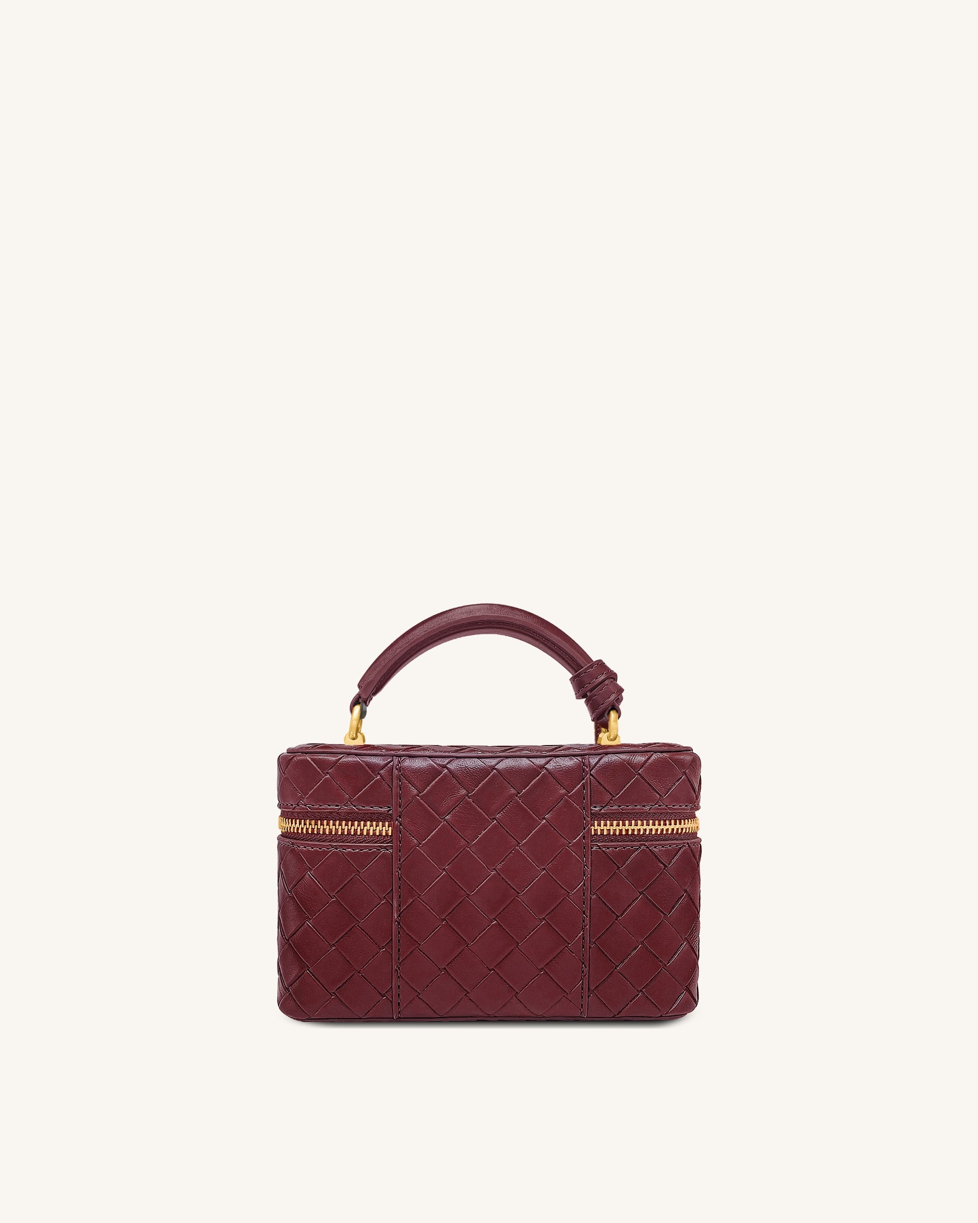 Jw Pei Cleo Woven Texture Box Shape Top Handle Bag Claret