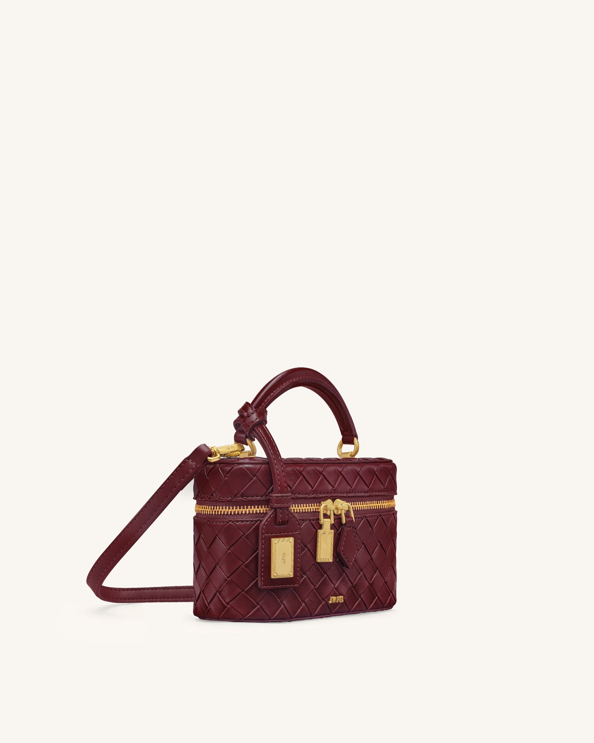 Jw Pei Cleo Woven Texture Box Shape Top Handle Bag Claret