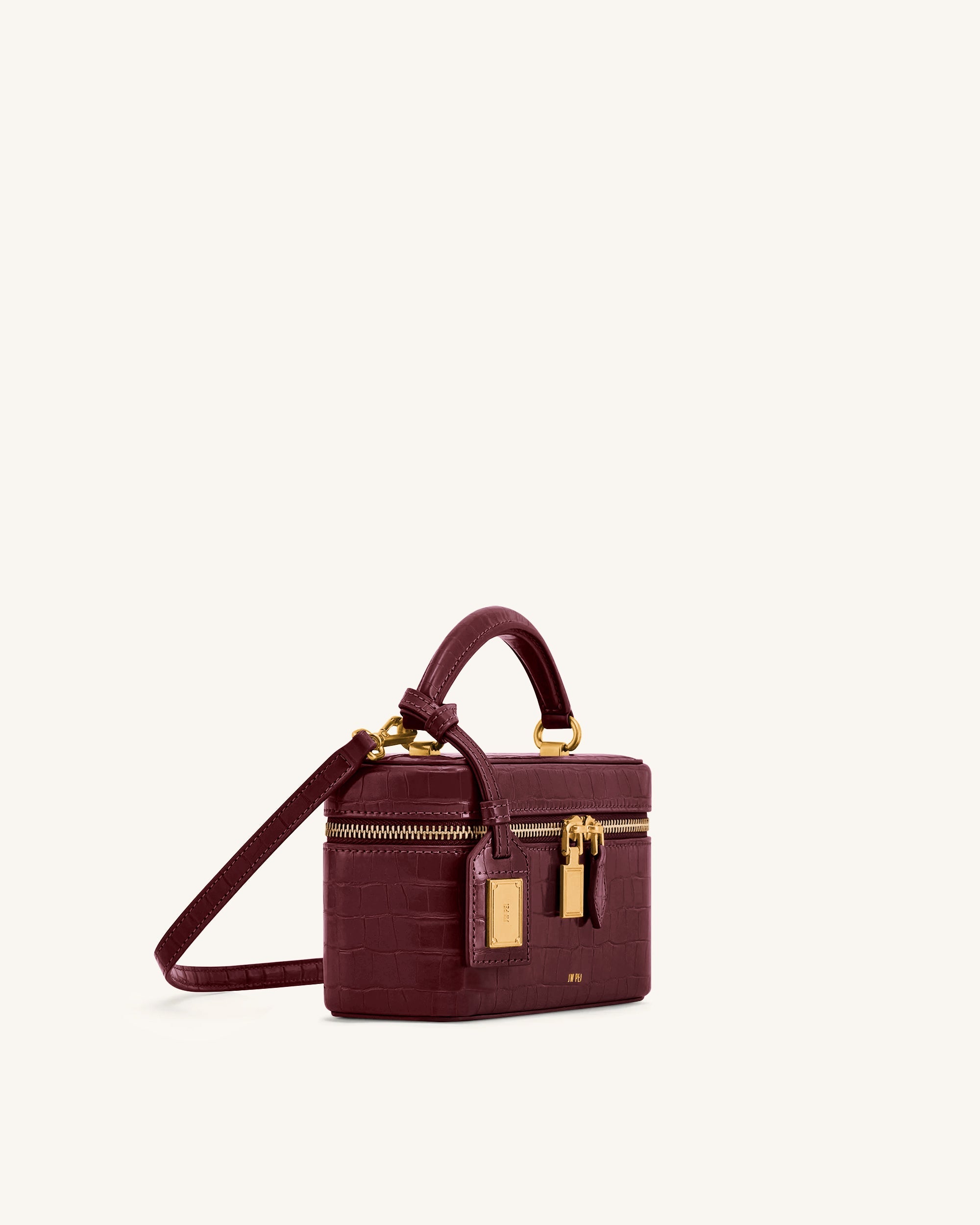 Jw Pei Cleo Box Shape Top Handle Bag Claret Croc