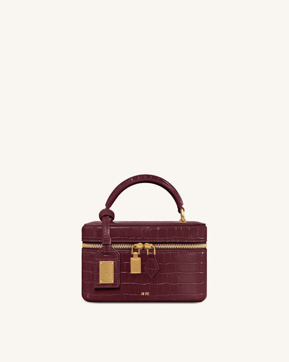 Jw Pei Cleo Box Shape Top Handle Bag Claret Croc
