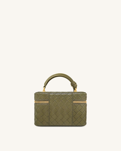Jw Pei Cleo Woven Texture Box Shape Top Handle Bag Olive Green