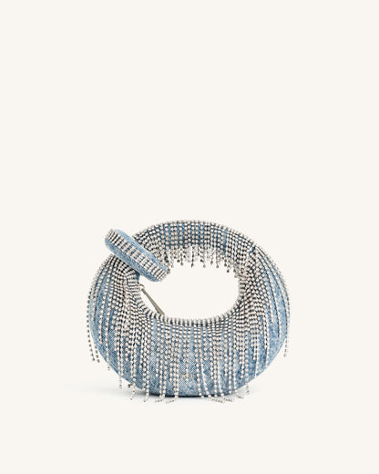 Jw Pei Abacus Denim Artificial Crystal Mini Top Handle Bag Blue