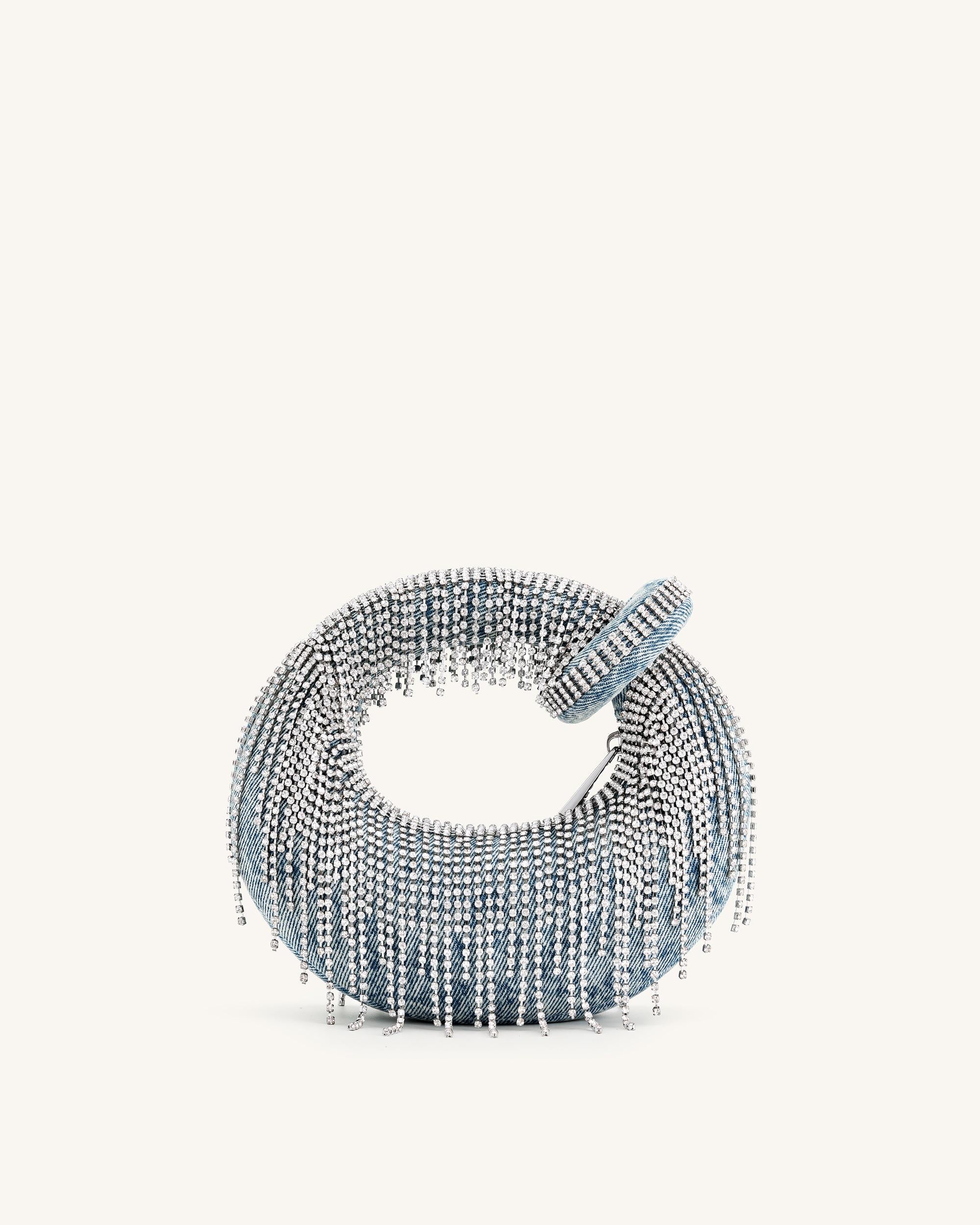 Jw Pei Abacus Denim Artificial Crystal Mini Top Handle Bag Blue