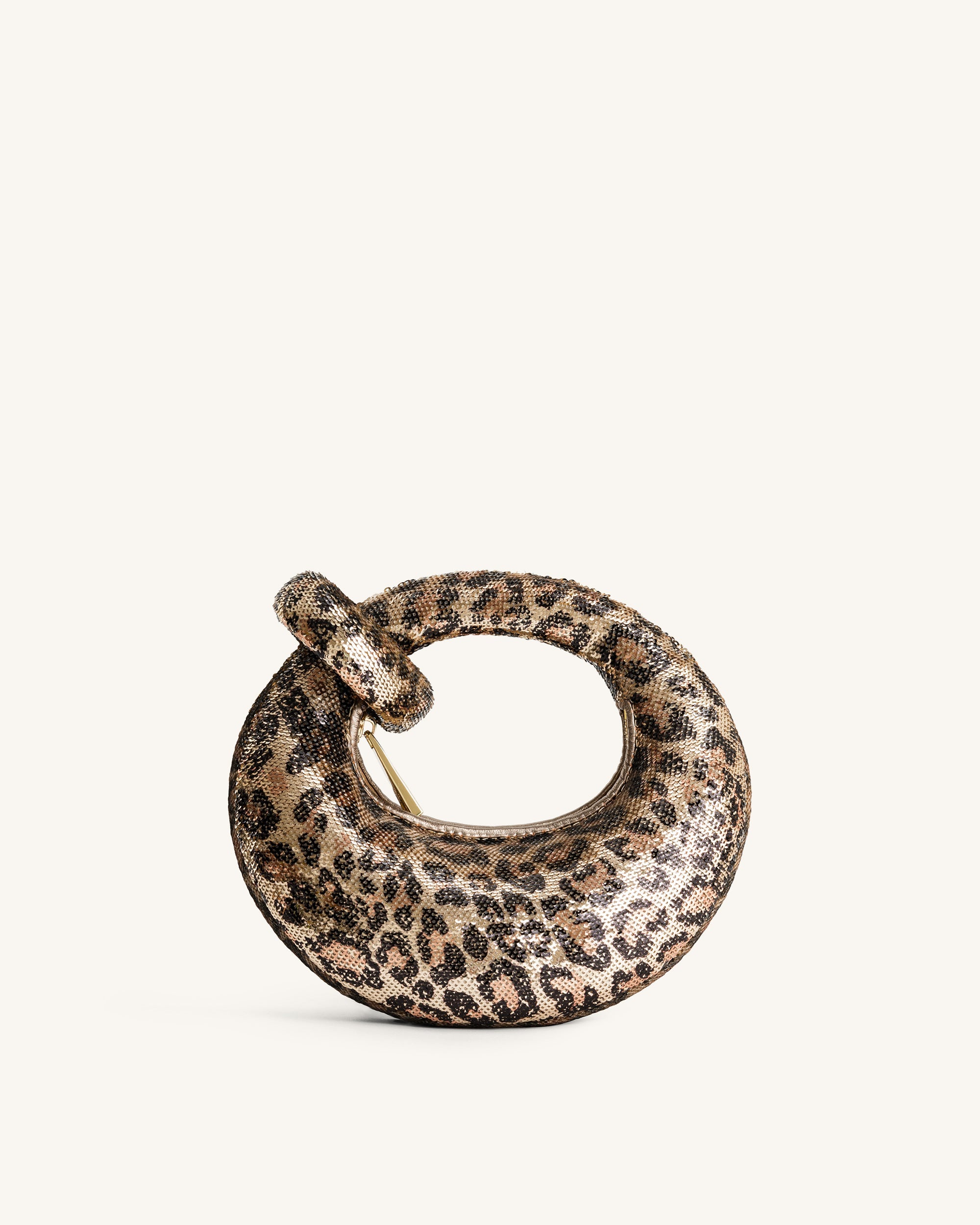 Jw Pei Abacus Metallic Sequin Mini Top Handle Bag Leopard Print