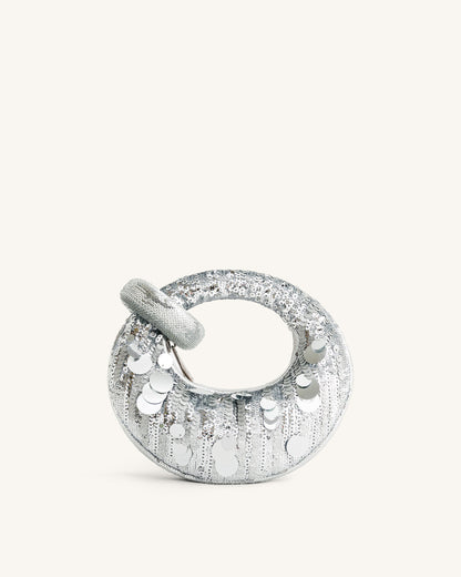Jw Pei Abacus Metallic Sequin Mini Top Handle Bag Silver