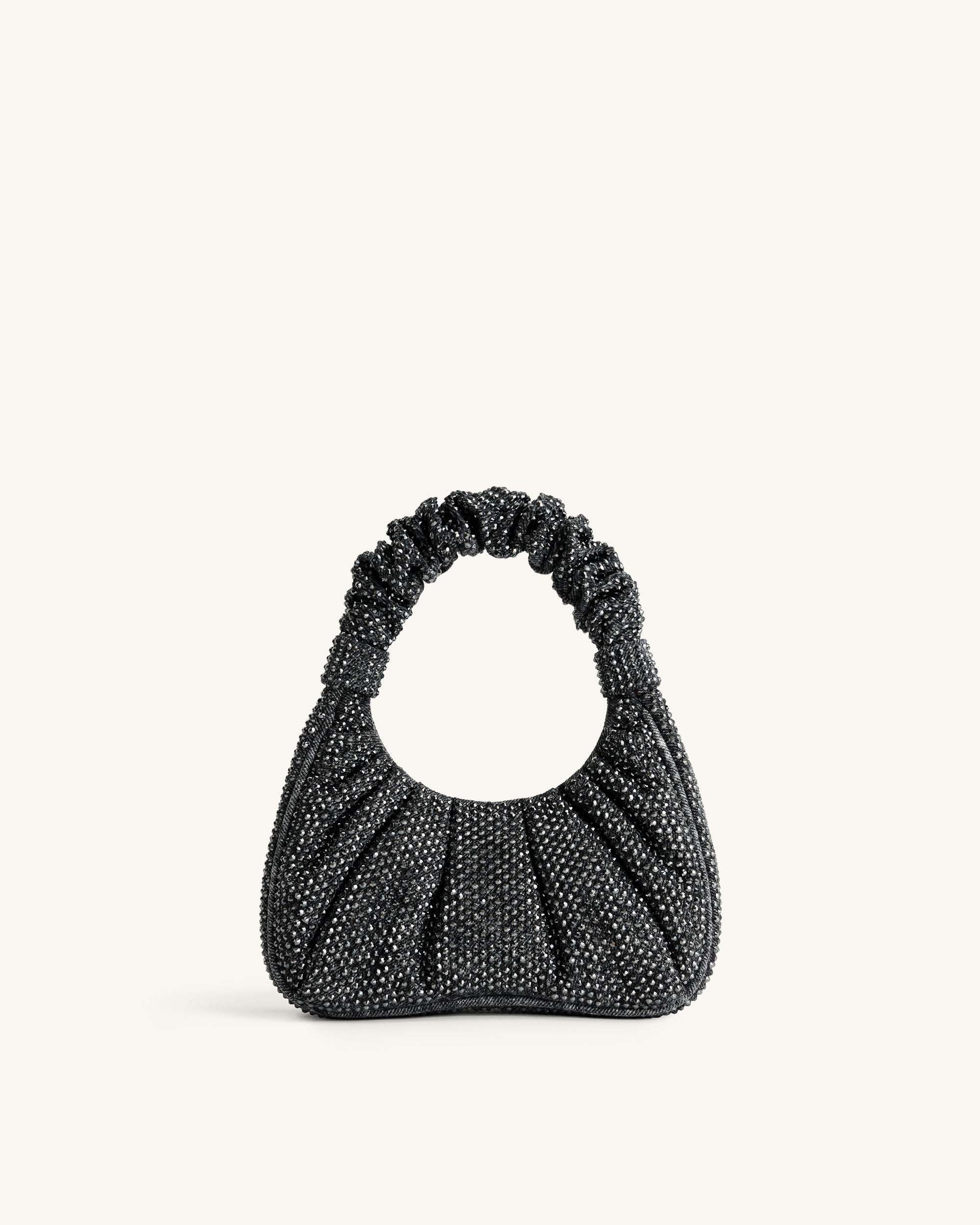 Jw Pei Gabbi Artificial Crystal Medium Ruched Hobo Handbag Anthracite